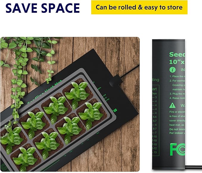 iPower 2 Pack 10" x 20.75" Seeding Heat Mat Upgraded Carbon Film Indoor Warm Hydroponic Plant Germination Starting Pad Durable Waterproof