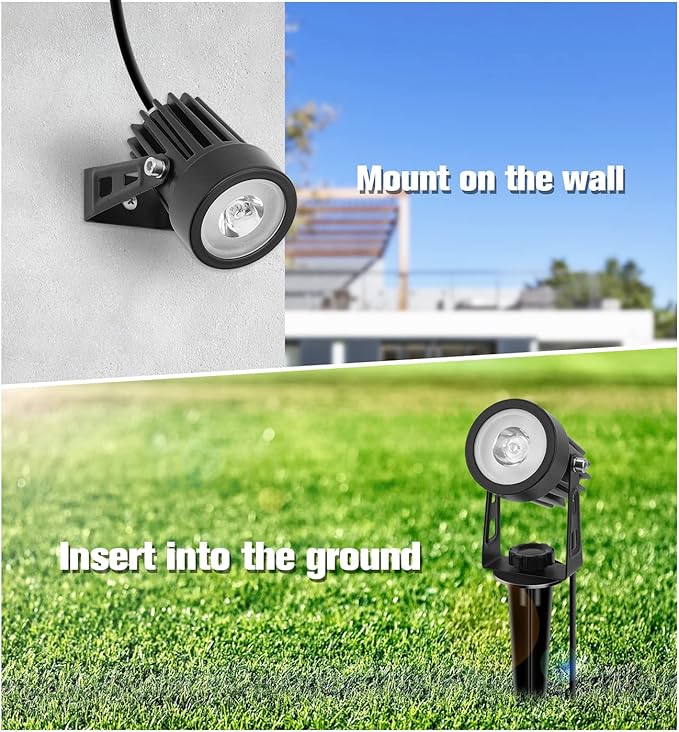 APONUO Metal Solar Spot Lights Outdoor with 9.8ft Cable Solar Powered Landscape Lighting Low Voltage IP65 Waterproof Auto On/Off for Outside Garden Yard Landscape Pathway Garage-Multicolor(2-in-1)