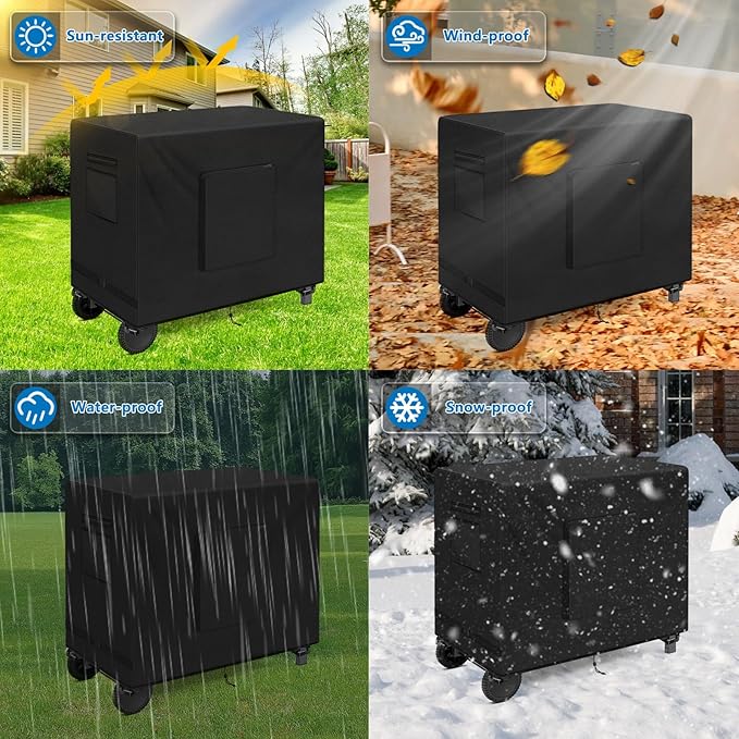 SIRUITON Outdoor Bar Cart Cover for 48 Inch BBQ Food Prep Table, Heavy Duty 600D Oxford Fabric Outdoor Dining Cart/BBQ/Worktable Metal Movable Table Waterproof Cover