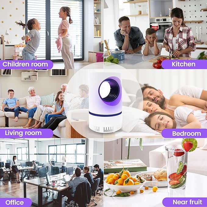 Flying Insect Trap Fruit Fly Traps Fan Powered Indoor Bug Catcher for Mosquitoes, Gnats, Moths & Fruit Flies, Silent & Effective (1, White)