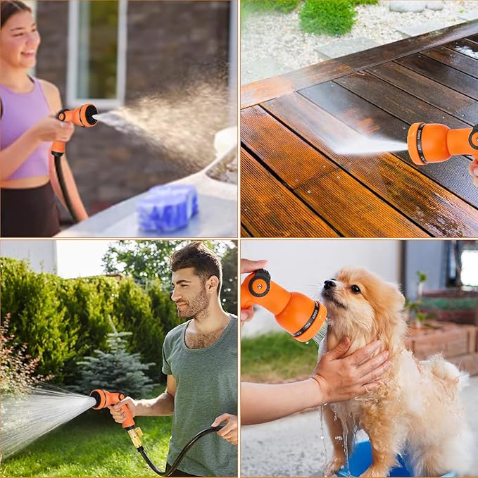 Water Hose Spray Nozzle - Garden Hose Nozzle with 10 Spray Patterns.Thumb Switch Design for Easy Water Flow Control, Upgraded Hose Sprayer Nozzle for Watering Plants,Lawn,Pet Bathing and Cleaning