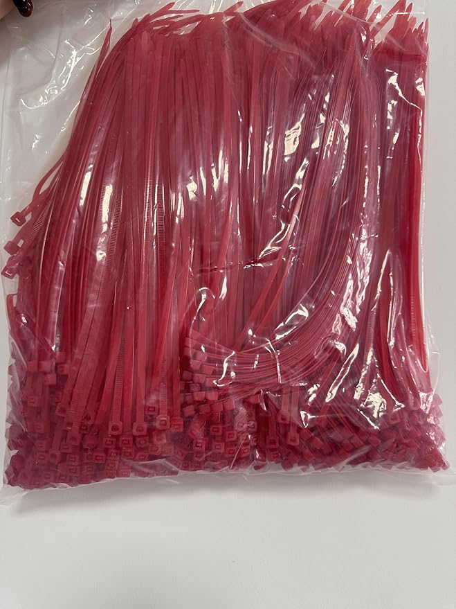 XINGO 1000 PCS Red Zip Ties 8 Inch, 60 LBS Tensile Strength, Self-Locking Nylon Plastic Nylon PA66 Wire Ties for Indoor and Outdoor Use