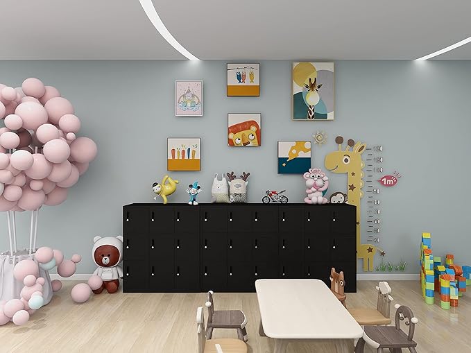 9 Door Metal Storage Locker Cabinet for Office, Home, Gym, School, Steel Cabinet to Storage File, Toys, Shoes and Sports Equipment, Locker Organizer for Gym Office Bedroom (9 Door, Black)