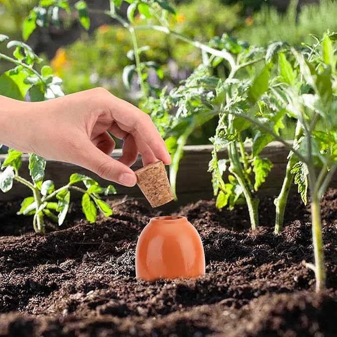 4 Pack Olla Watering Pot, Self Watering Globes 5.2oz Slow Release Terracotta Watering Spikes for Indoor Outdoor Plants, Easy to Refill Automatic Dripping Clay Bulbs Planter Insert (4.9" Tall, Cone)