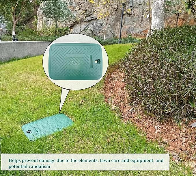 Outer diameter 17" x12" Rectangular Sprinkler Valve Box Cover Valve Box Cover Lid for Outdoor Sprinkler Irrigation Control Water System Lawn, Green