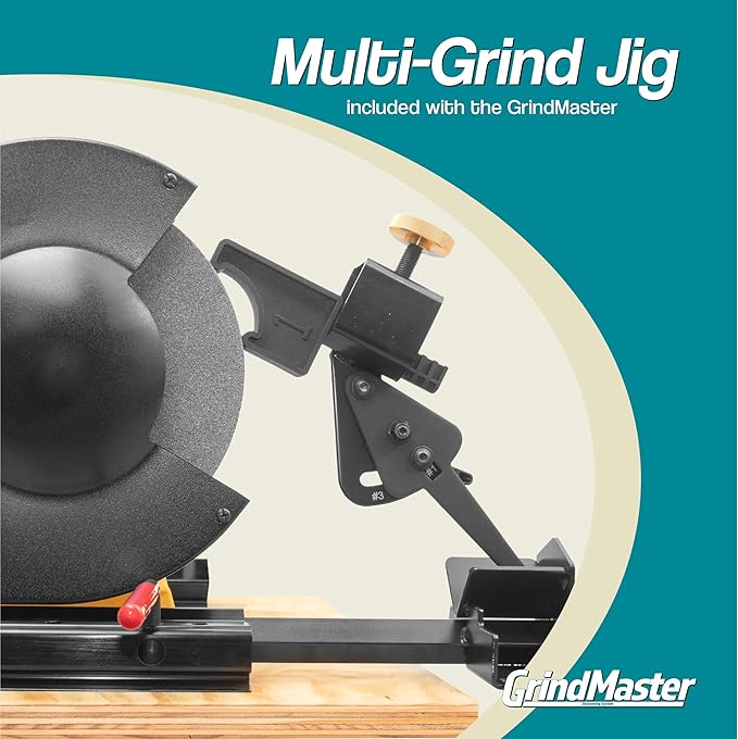 GrindMaster Lathe Tool Sharpening Jig with Quad Setup, Multi-Grind Jig and Two Setup Blocks (for 6" Grinders)