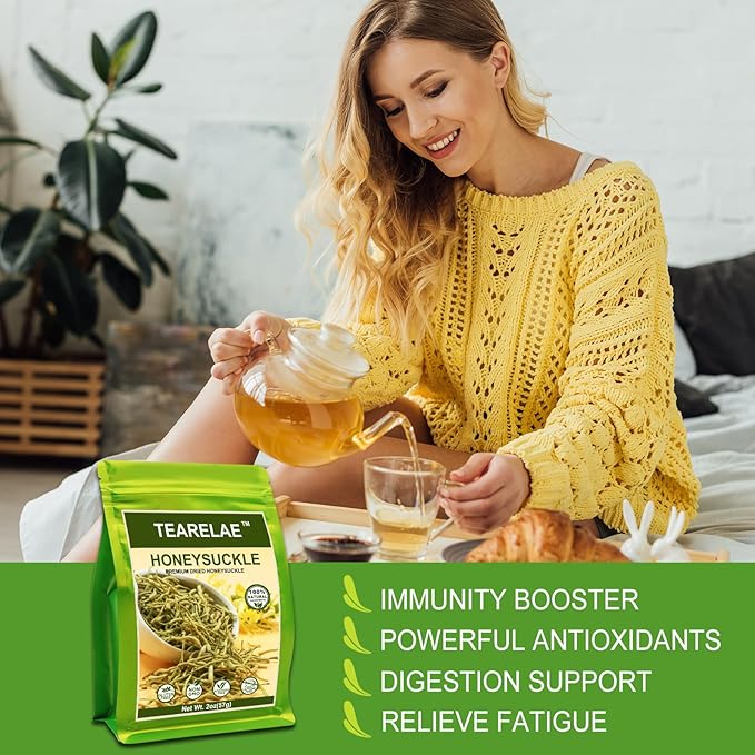 TEARELAE - Dried Honeysuckle Tea - 2oz/57g Top Grade - 100% Pure Natural Herbal Tea - Honeysuckle flowers Jin Yin Hua