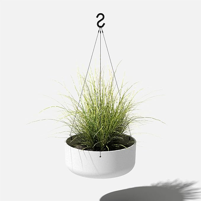 Veradek Mason Series Hanging Kona Planter - Round Planter for Outdoor Balcony/Patio | Made from Plastic-Stone Composite with Hanging Attachment | Modern Décor for, Flowers, Succulents, Small Plants