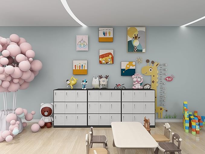 9 Door Metal Storage Locker Cabinet for Office, Home, Gym, School, Steel Cabinet to Storage File, Toys, Shoes and Sports Equipment, Locker Organizer for Gym Office Bedroom (9 Door, Grey)