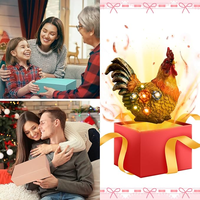 TAKE ME Gardening Gifts Chicken Gifts for Mom Garden Decor Solar Light Chicken Rooster Decor for Women Mom Grandma Gifts Birthday Gifts for Chicken Lovers