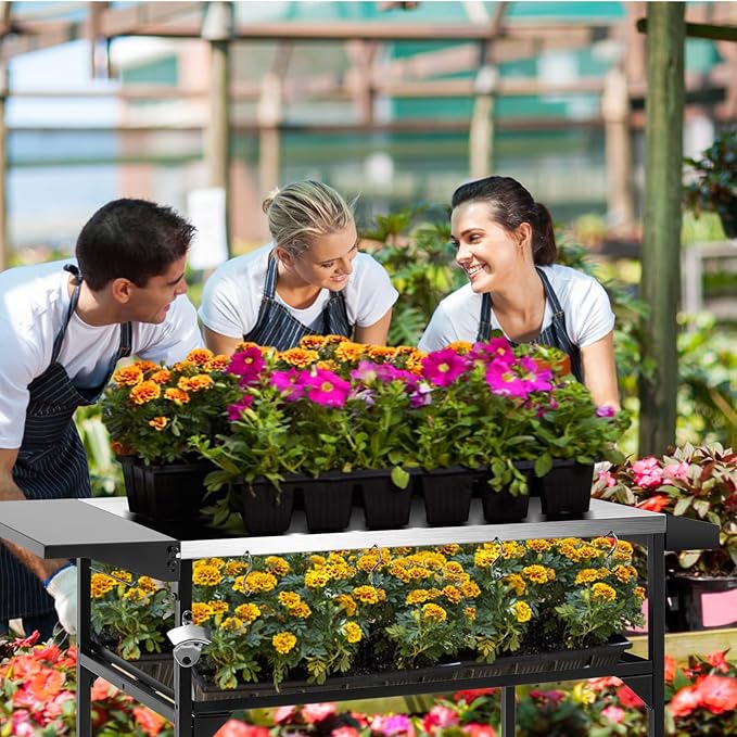 Outdoor Pizza Oven Table,Three-Shelf Outdoor Table with Waterproof Cover, Pizza Oven Stand Tables with Wheels, Movable Outdoor Grill Food Prep Heavy Duty Grill Cart