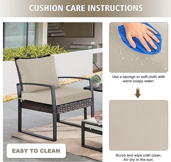 19"x19" Outdoor Cushion for Patio Furniture – Water-Repellent & Fade-Resistant Patio Chair Cushion for Garden, Deck, or Porch – Cream