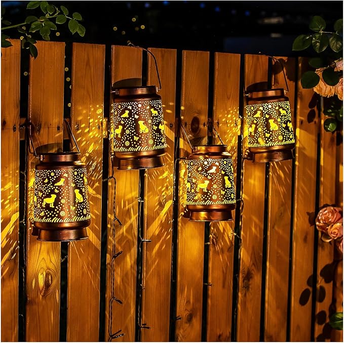 Dog Solar Lanterns Outdoor Waterproof Hanging Solar Lights Dog Gifts for Women Men Metal Decorative LED Lanterns for Garden Decor,Yard,Patio,Lawn,Tabletop,Pathway,Landscape