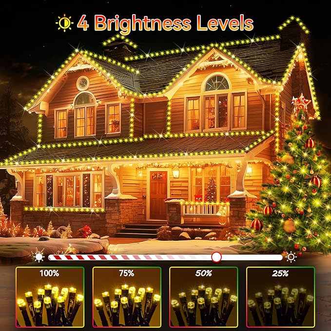 Hezbjiti 2 Pack 1000 LED 403 FT Christmas String Lights Outdoor, 8 Lighting Modes IP44 Waterproof Fairy Lights with Timer and Dimmable Function for Party Tree Decorations (Warm White, Green Wire)
