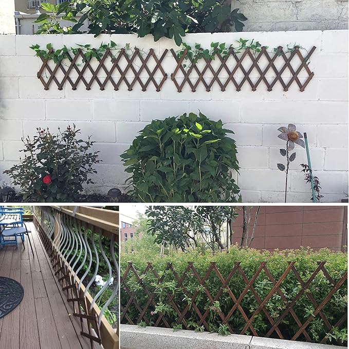 Wooden Lattice Wall 4Pack-Expandable Plant Garden Trellis for Climbing Plants Outdoor Air Plant Vertical Rack Wall Decor for Room Patio
