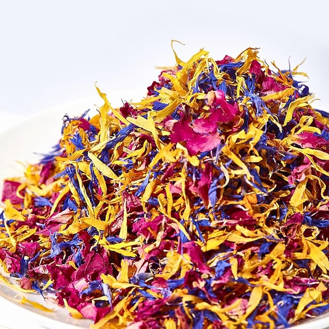 Edible Flower Sprinkles for Cake Decorating– 1oz Dried Edible Flowers Mix Rose, Cornflower, Calendula, Lavender– Edible Cake Decorations, Cupcake Sprinkles Flower for Drinks, Cocktails & Desserts
