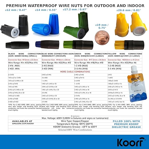 UL Listed Waterproof Wire Connectors with Heat Shrink tubing for Outdoor Caps Sprinkler LED applicate in Wherever Corrosion Exists, Moisture (20, LargeHeatShrinkable)