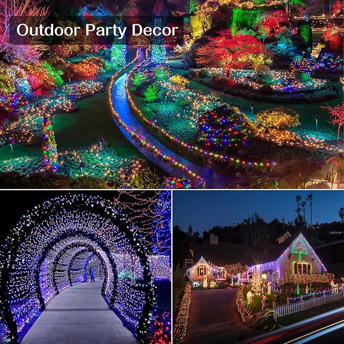 Christmas Lights Outdoor, 800LED 330FT Multicolor String Lights 8 Modes Timer Plug in Waterproof Indoor Outdoor Christmas Lights for Christmas Wedding Garden Yard Party Tree Decoration