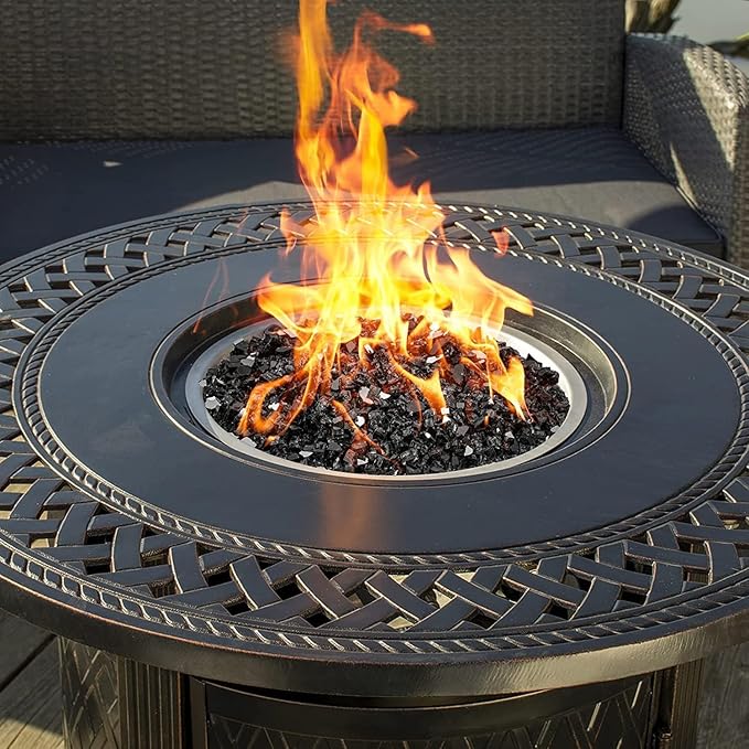 Mr. Fireglass 20 Pounds Black Reflective Fire Glass, 1/2 Inch High Luster Reflective Tempered Glass Rocks for Fire Pit Table Fireplace and Landscaping, Decorative Propane Gas Fireplace Glass Rocks