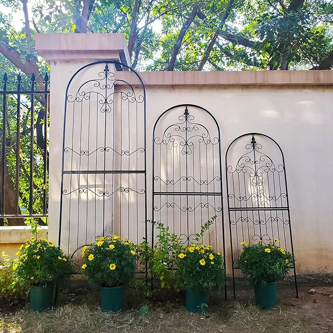 Trellis for Climbing Plants 59" H x 21.6" W Metal Unique Design Decorative Garden Structure Weather-Resistant Trellises Outdoor Decor Flowers Roses Vine Ivy Clematis