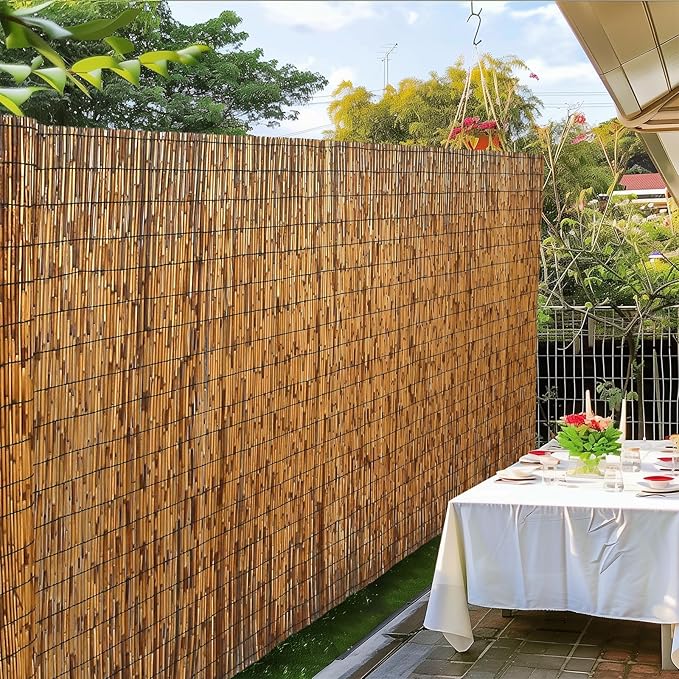 Natural Reed Fencing, Eco-Friendly Reed Fence, 5 feet High x 13.1 feet Long, Reed Screen for Backyard Patio Garden and More,Brown…