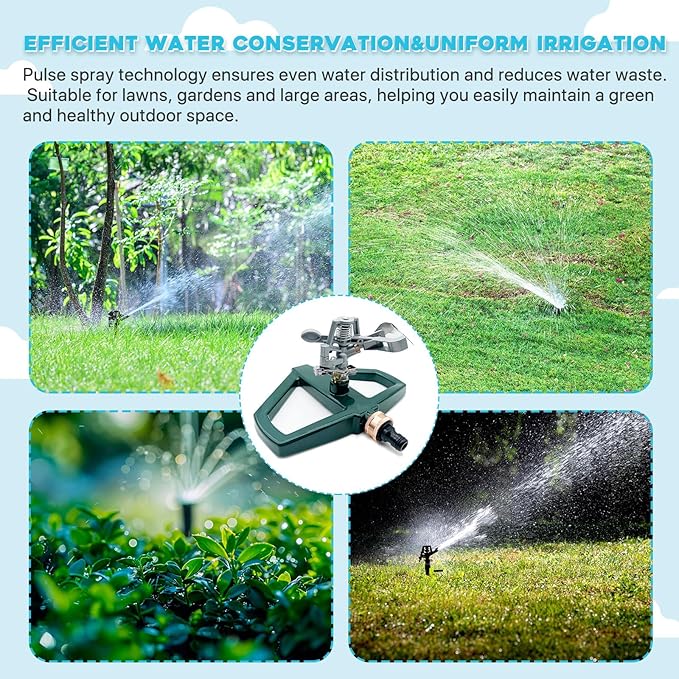 Metal Impact Sprinklers for Yard, 2 Pack, Heavy Duty Adjustable Lawn Sprinkler with 360° Coverage, Water up to 5,800 Sq. Ft, Durable Metal Base for Medium to Large Yards, Yard&Areas
