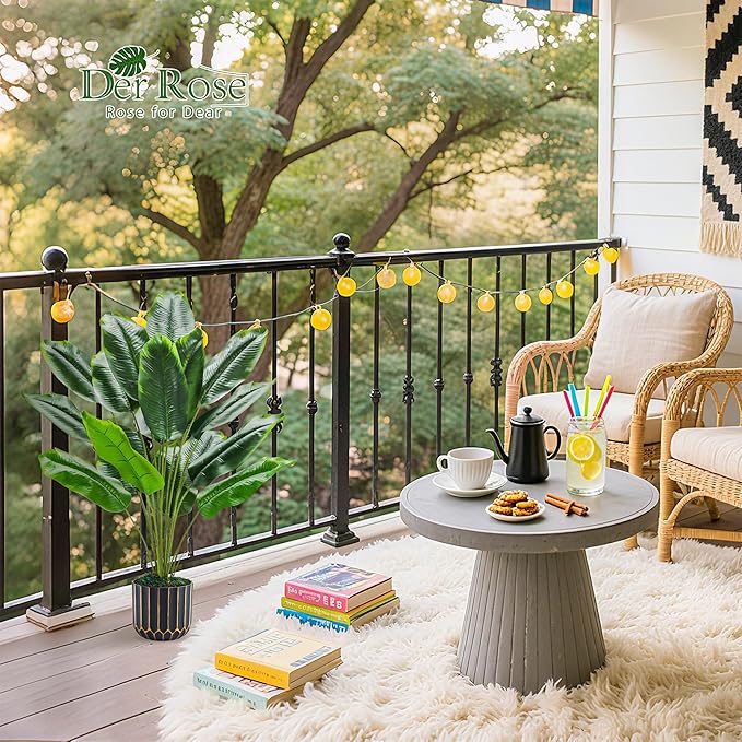 Der Rose 28" Tall Bird of Paradise Artificial Plants Tropical Fake Potted Banana Tree Faux Plants Indoor and Outdoor for Home Office Living Room Porch Balcony Decor