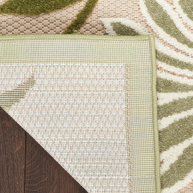 Nourison Home Aloha Indoor-Outdoor Ivory Green 2' x 6' Area Rug, Easy-Cleaning, Non-Shedding, Bed Room, Living Room, Dining Room, Backyard, Patio, Deck (2x6)