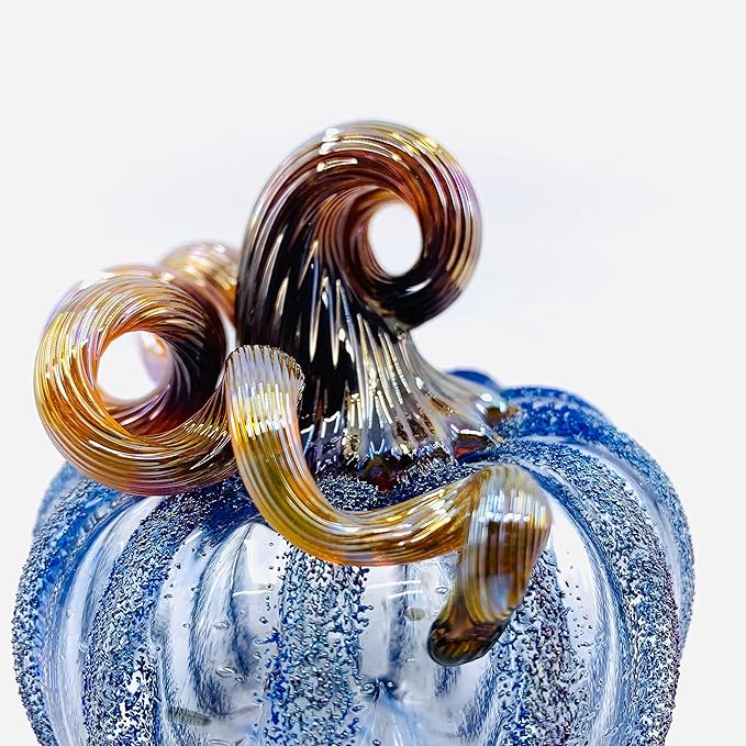 Luke Adams Glass Handmade Glass Pumpkins Handmade Table Top Home Decor (Squat, Happily Ever After)