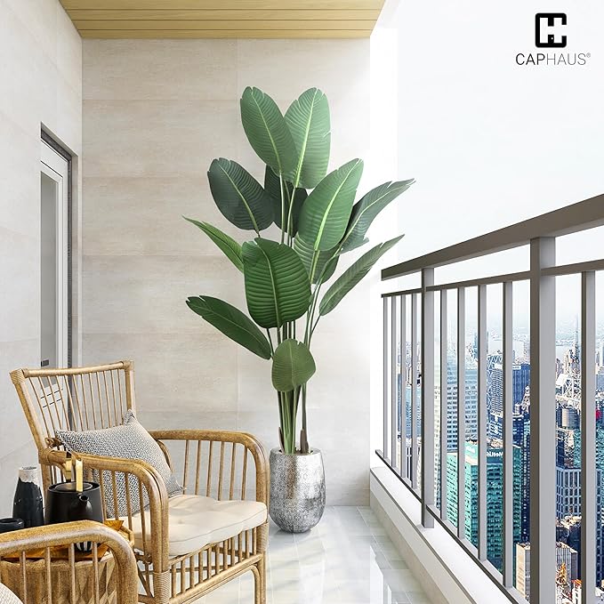 CAPHAUS 6 Feet Artificial Bird of Paradise, 72 Inch with 13 Trunks, Premium UV Resistant Lifelike Fake Plant in Pot with Dried Moss for Office, Indoor/Outdoor Use & Tropical Home Décor