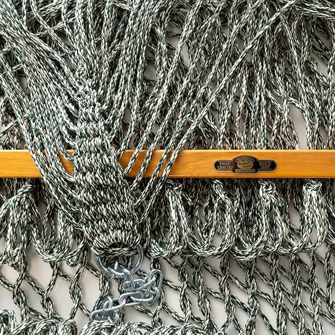 Original Pawleys Island 14DCOTG Deluxe Green Oatmeal Heirloom Tweed DURACORD Rope Hammock with Extension Chains & Tree Hooks, Handcrafted in The USA, 450 LB Weight Capacity, 13 ft. x 60 in.