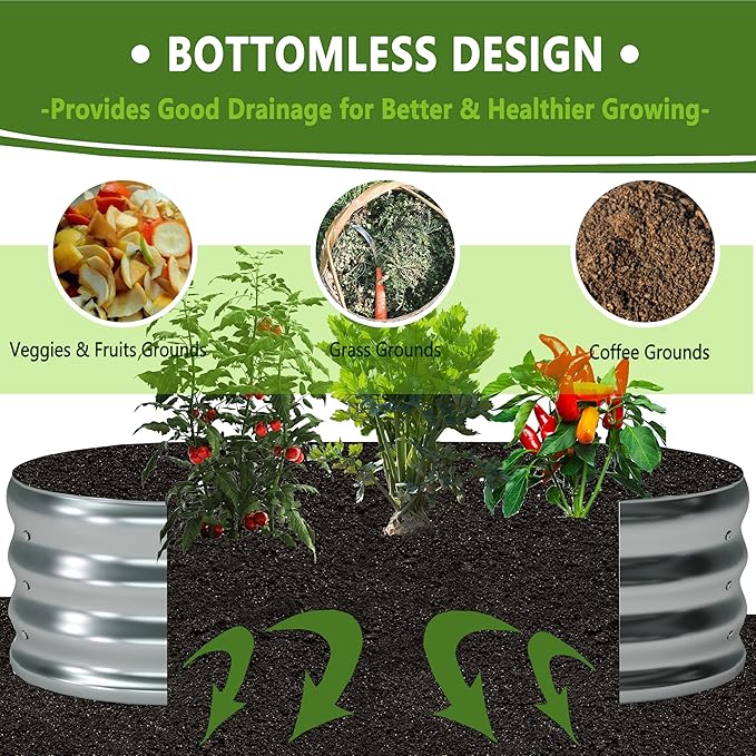 12x2x1ftOval Galvanized Raised Garden Bed,Outdoor Planter Box Metal Patio Kit Planting Bed for Vegetables Flowers and Succulents