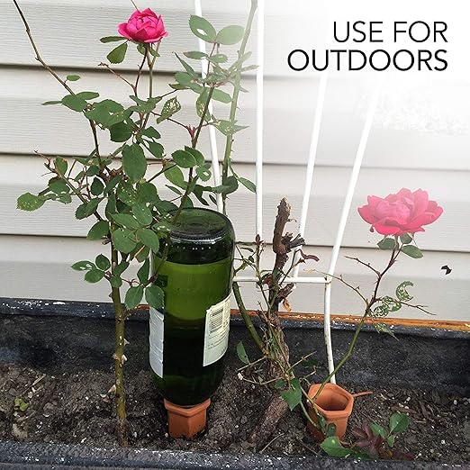 Plant Self-Watering Stakes for Indoor Outdoor Plants (4 Count) Terracotta Plant Watering Spikes for Recycled Wine Bottles to Water Plant at Home or on Vacation - Automatic Irrigation System for Plants