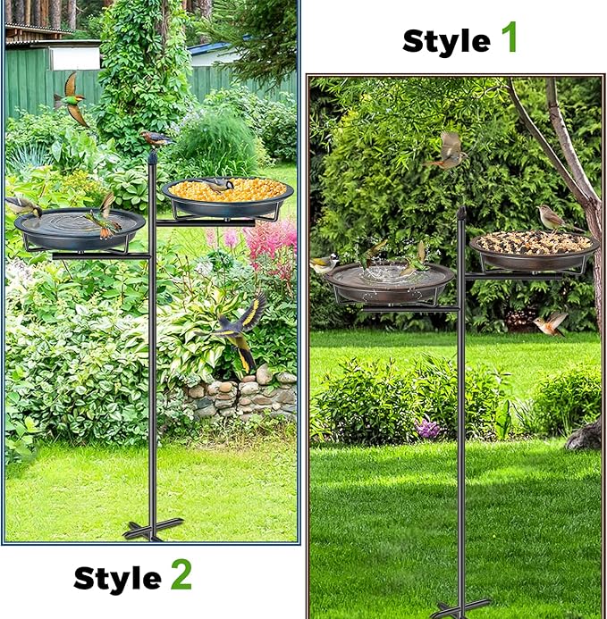 Metal Bird Bath for Outside, Vintage Freestanding Birdbaths Feeder Bowl, Stable & Easy to Clean Birdfeeder for Outdoors Garden Yard Lawn Decor (Retro Brown)