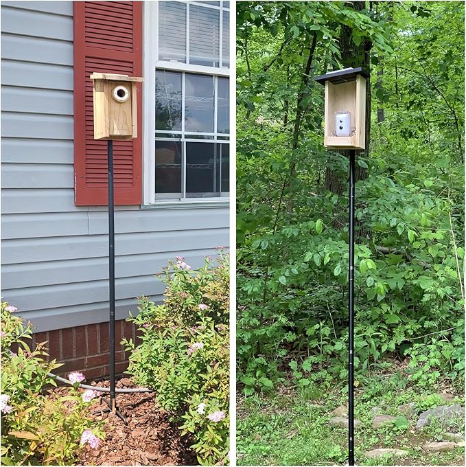 Bird Feeder Pole, 76in Adjustable Bird House Pole for Outdoors, Heavy Duty Smart Feeder Pole Mount Kit for Feeders, Birdhouse, Weather Station, Birdwatching