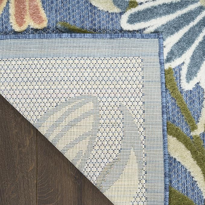 Nourison Aloha Blue Sage 7'10" x 10'6" Area Rug - Easy Clean, Non Shedding, Bed Room, Living Room, Dining Room, Kitchen (8' x 11')