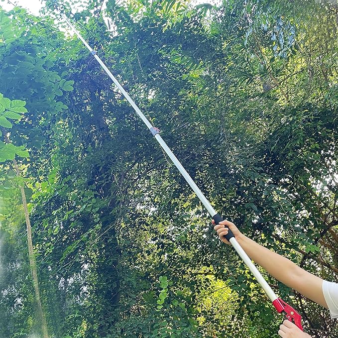 Telescopic Tree Trimmer 4.5-10 FT with 3 Section Length Adjustable, Cut and Hold Pruner, Pole Saw Extendable, Long Handle Fruit Picker, Branch Cutter, Clippers, Loppers