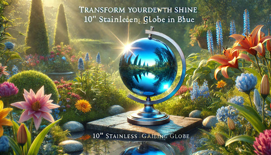Transform Your Garden with Shine: 10" Stainless Steel Gazing Globe in Blue