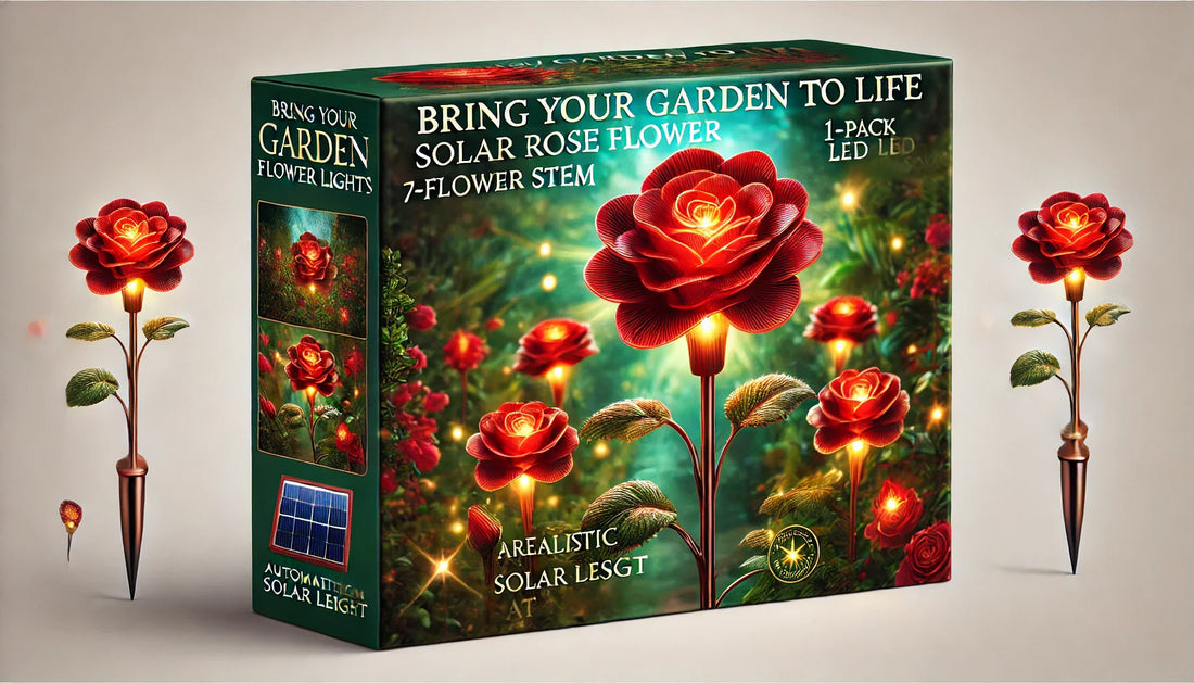 Bring Your Garden to Life: Solar Rose Flower Lights (1-Pack, Red, 7-Flower Stem)