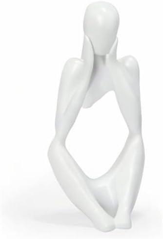 INNOLITES Resin Statue Thinker Style Decoration Abstract Sculptures Collectible Figurines for Home Decor Modern Office Shelf Desktop（White Focus）