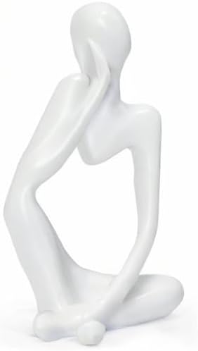 INNOLITES Resin Statue Thinker Style Decoration Abstract Sculptures Collectible Figurines for Home Decor Modern Office Shelf Desktop（White Left）
