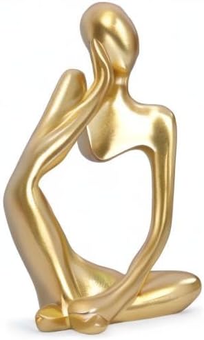 INNOLITES Resin Statue Thinker Style Decoration Abstract Sculptures Collectible Figurines for Home Decor Modern Office Shelf Desktop (Gold-Left)