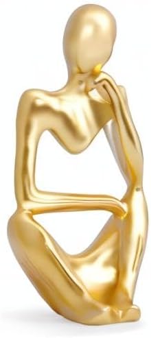 INNOLITES Resin Statue Thinker Style Decoration Abstract Sculptures Collectible Figurines for Home Decor Modern Office Shelf Desktop（Gold-Right