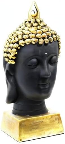 Seraphic Buddha Head Statue for Home Decor or Outdoor, Gold, 13" Tall