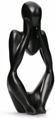 INNOLITES Resin Statue Thinker Style Decoration Abstract Sculptures Collectible Figurines for Home Decor Modern Office Shelf Desktop (Black-Focus)