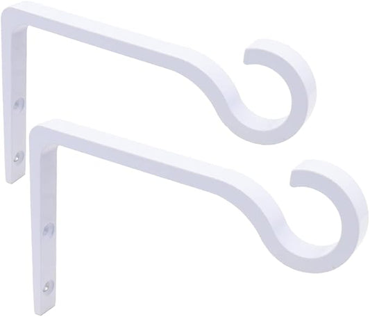 White Hanging Plant Bracket 6inch Metal Plant Hook Shepherds Hook Decorative Wall Plant Hanger for Hanging Lanterns, Bird Feeder, Flower Basket, Home Decor Indoor & Outdoor 2pack
