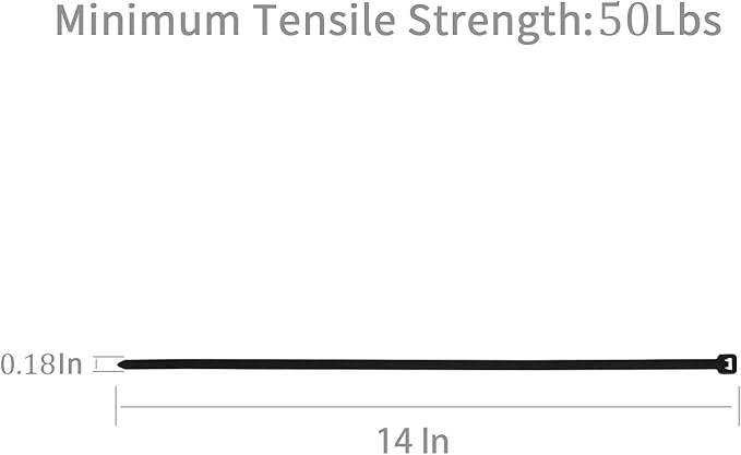 XINGO 100PCS Cable Zip Ties Heavy Duty, Premium Nylon Plastic Wire Ties with 50 Pounds Tensile Strength, Self-Locking Black Nylon Zip Ties for Indoor and Outdoor (14 inch, Black)