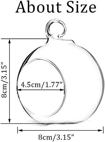 Sziqiqi Hanging Glass Globes Orbs Tea Light Candle Holders with Flameless LED Tealight for Wedding Ornaments Wedding Birthday Christmas Party Centerpiece Accessory 3.15in 12pcs