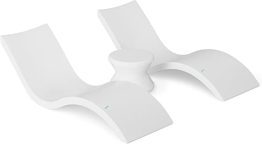 Oasis Chaise Lounger Set - Includes 2 Chaises + 1 Side Table (no Hole) - Inside Pool & Sun Shelf Lounge Chair - Designed for Shallow Shelves Up to 9” - No Metal - Safe for All Pools - All Weather