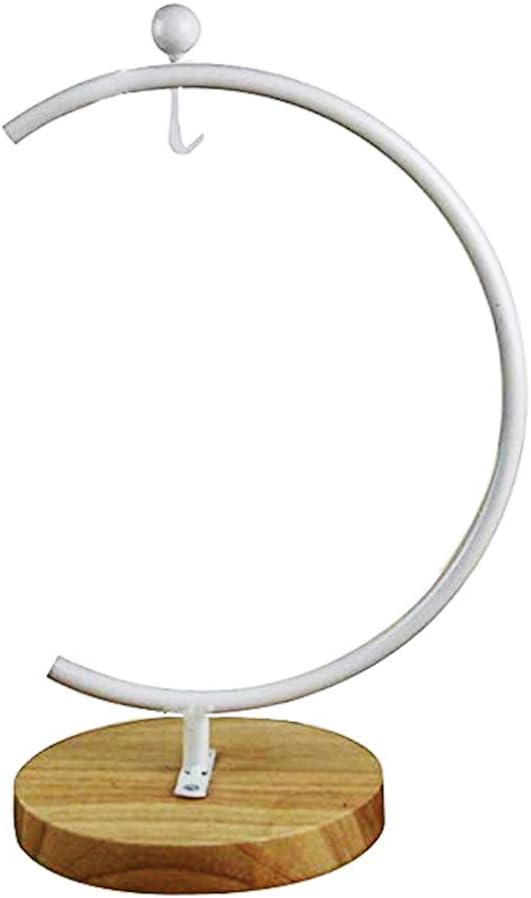 Archi G-Shaped Ornament Display Stand Iron Pothook Stand for Hanging Glass Terrarium/Picture with Wood Base(G Shape-White)